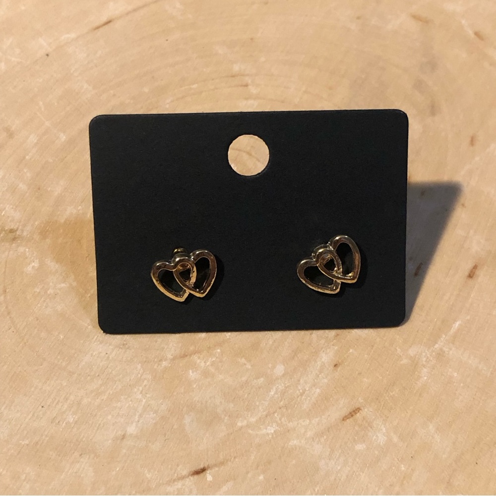 Double heart gold earrings